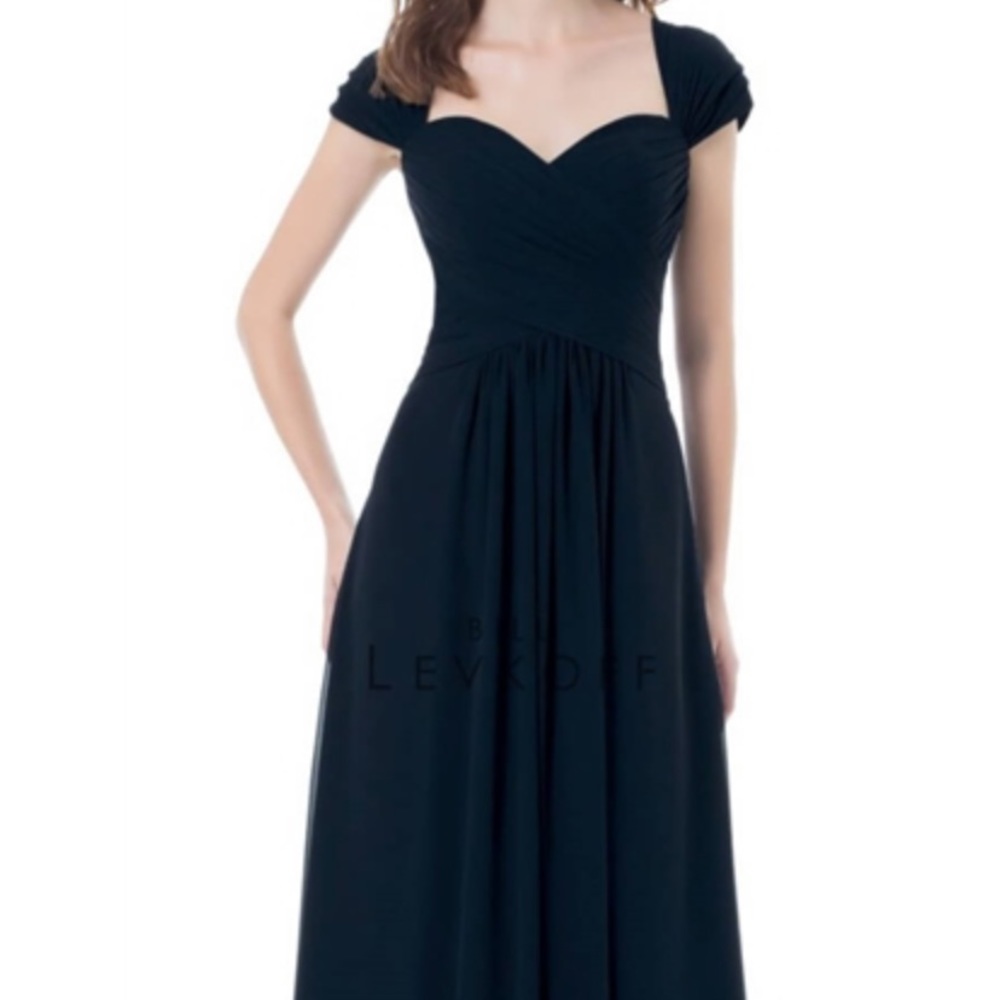 Bill Levkoff navy bridesmaid dress